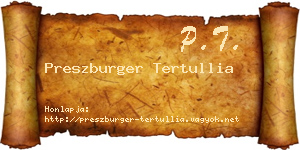 Preszburger Tertullia névjegykártya